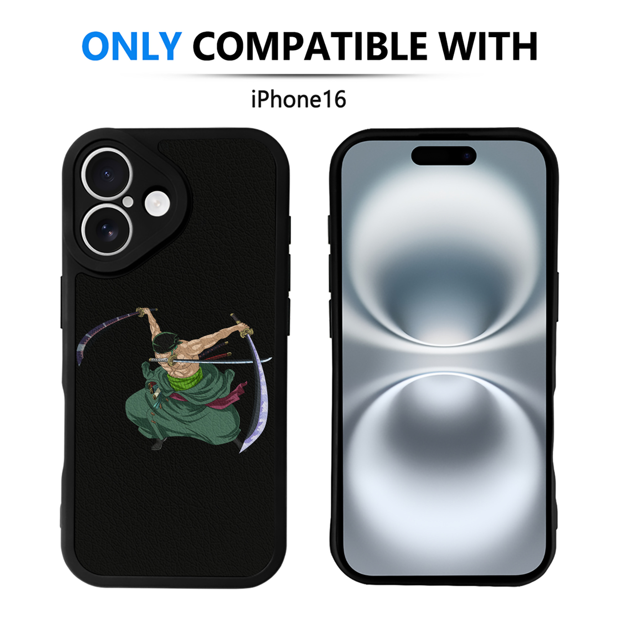 ワンピース ロロノア・ゾロ ONE PIECE Roronoa Zoro 【iPhone 16シリーズ対応】シリコンスマホケース（レザー調） 材質：シリコン
